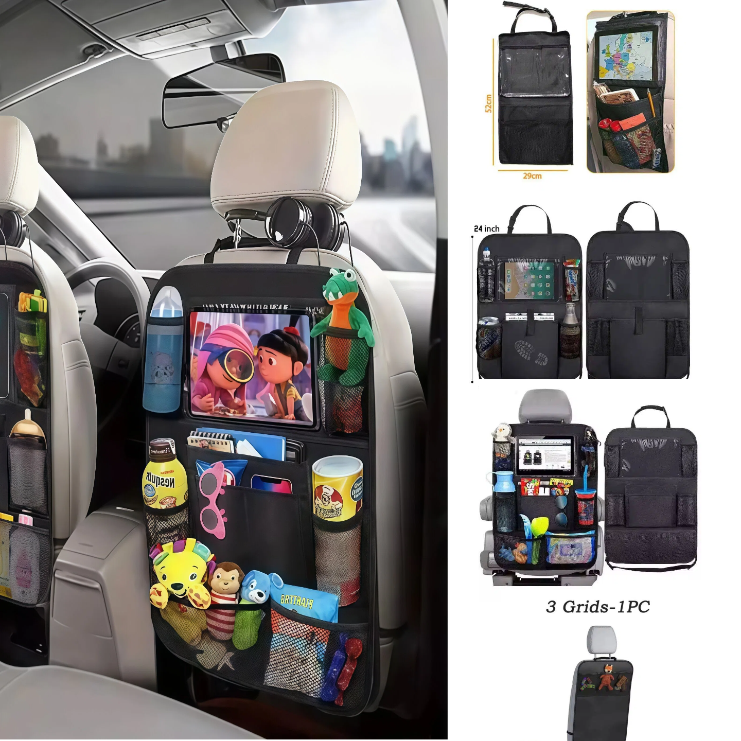 Toddler Tablet Accessories - Car Seat Organizer Multifunctional Oxford Fabric