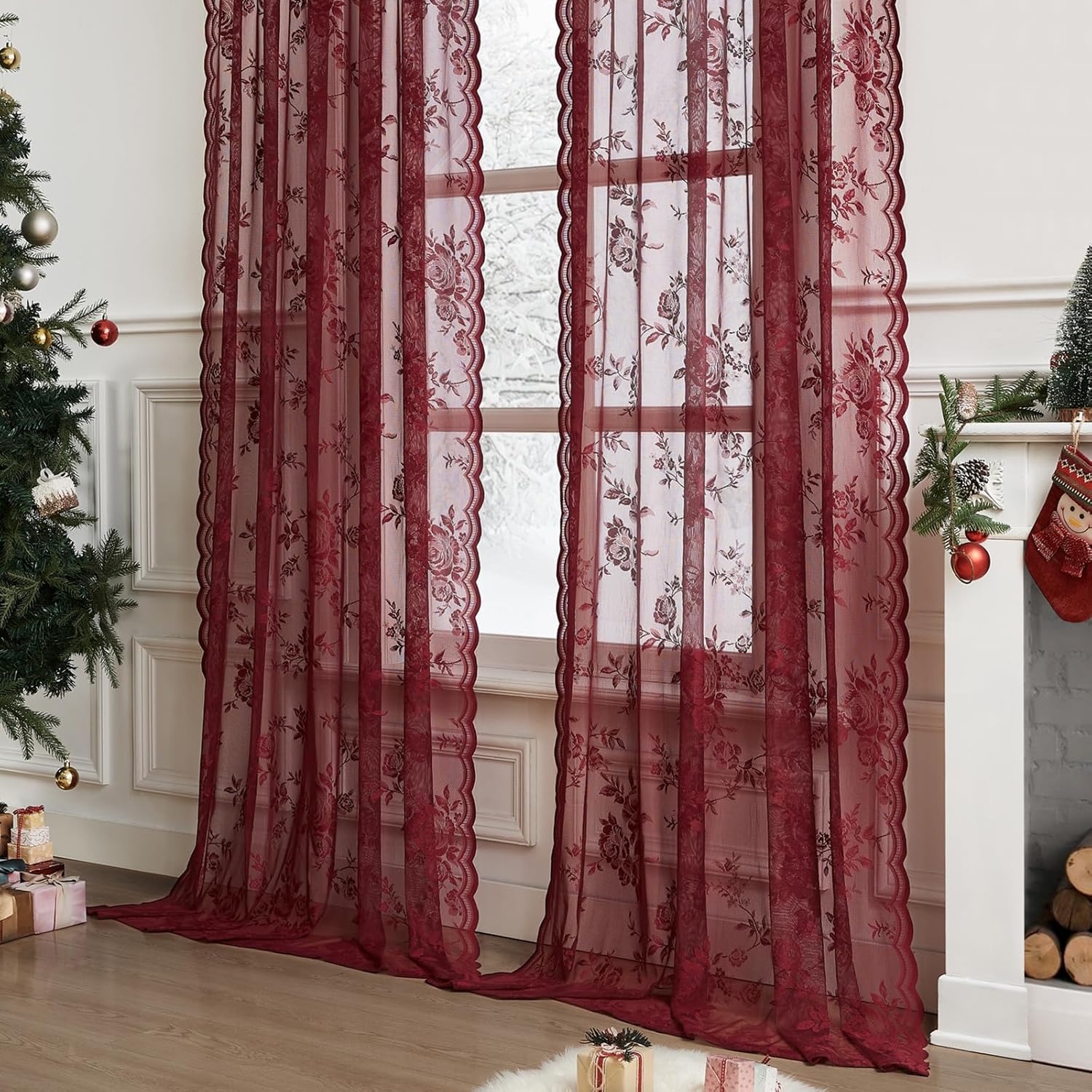 1 pc Burgundy Lace Curtains 45 – обзор и цена Tablet Accessories Aesthetic