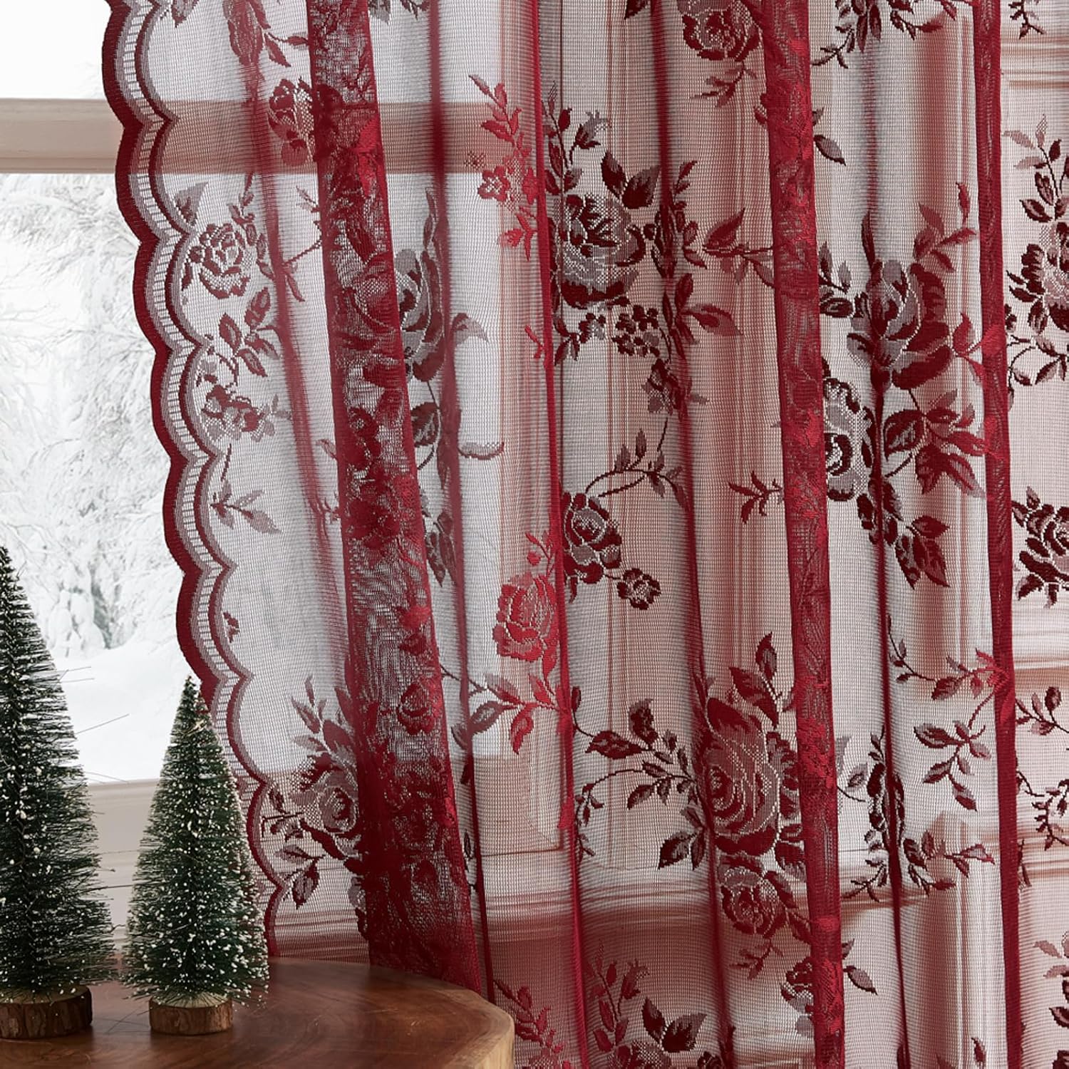 1 pc Burgundy Lace Curtains 45 – обзор и цена Tablet Accessories Aesthetic