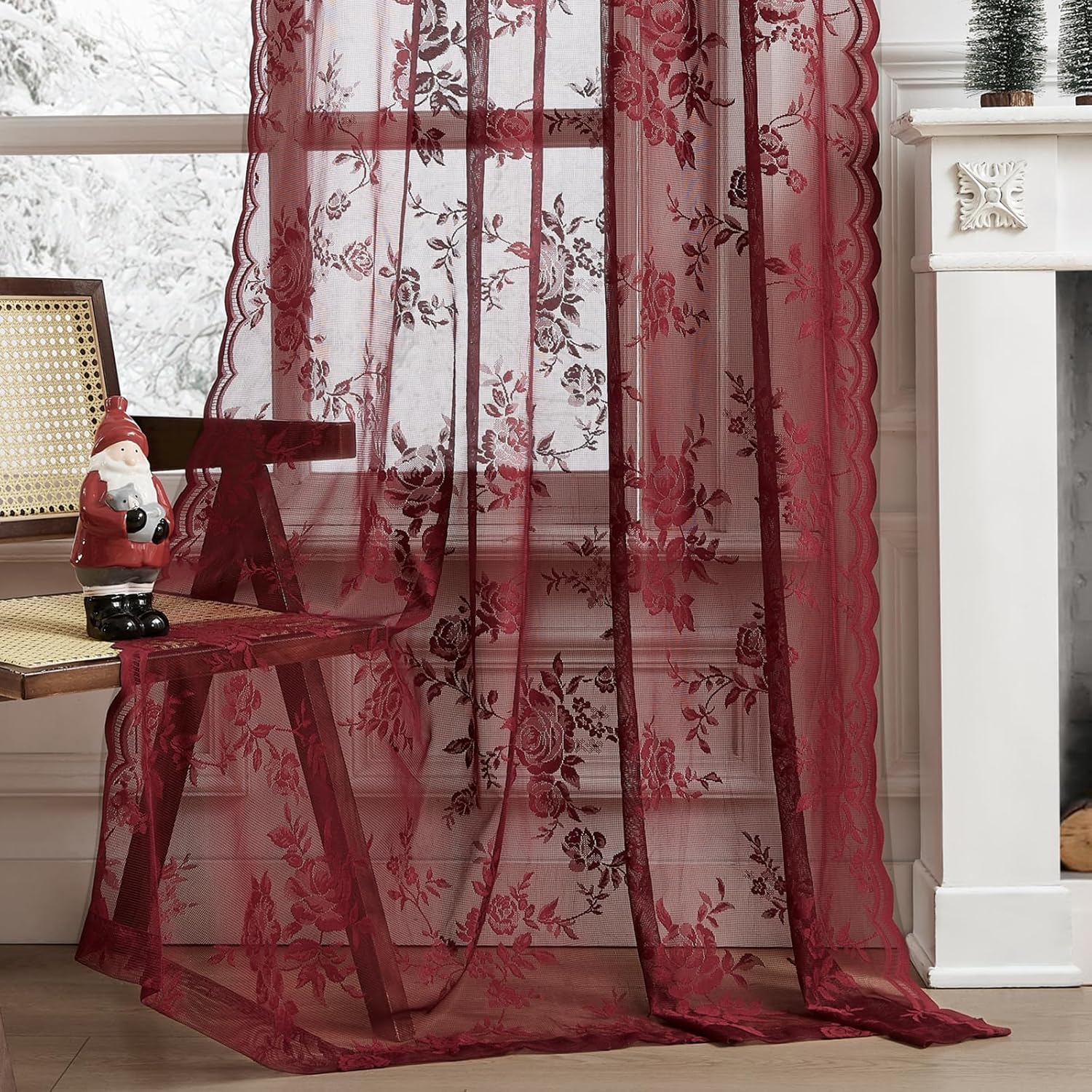 1 pc Burgundy Lace Curtains 45 – обзор и цена Tablet Accessories Aesthetic